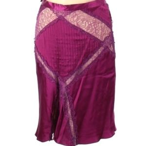 NWOT Catherine Malandrino Silk Lace Midi Skirt Purple size 10